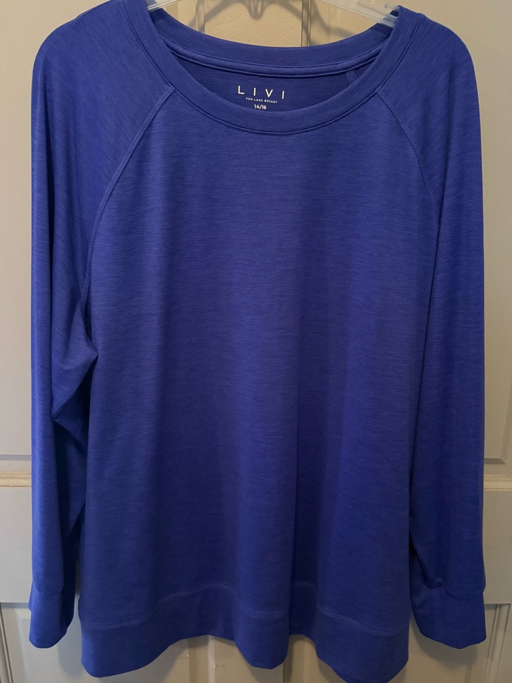 Lane Bryant Long-Sleeve Crewneck Shirt in Deep Blue